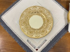 Vintage Gold-Encrusted Rim Porcelain Dinner Plate with Central Urn & Floral Motif — listing 4