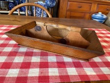 Vintage Pine Wall-Mount Flatware / Cutlery Box with Slotted Rack and Two Drawers — listing 3