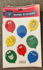 Vintage 1983 Hallmark Ambassador Super Stickers - Puffy Balloon Faces, 1 Sheet