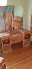 Art Deco Waterfall Vanity Dresser with Mirror, 1930s-1940s — listing 6