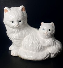 White Plush Kitten with Pink Nose and Rosebud Accent, Maker Unknown — listing 4