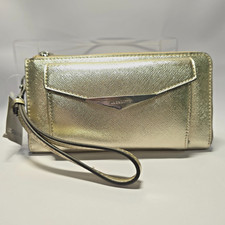 Liz Claiborne Black Saffiano Leather Wristlet Clutch