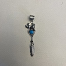 Navajo Turquoise & Sterling Silver Dangle Drop Earrings by Running Bear