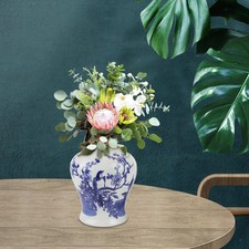 ginger lid Chinese Blue and White Porcelain Ginger Jar with Lid, Floral Lotus Scroll Design — listing 4