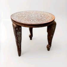 Hand-Carved Wooden Elephant Coffee Table / Low Table with Four Elephant-Head Legs — listing 3