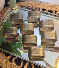 Hammered Brass Napkin Rings Set of 8 Red Metallic Finish — listing 2