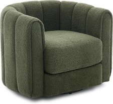 Modern Upholstered Round Barrel Accent Chair, Taupe Linen-Blend Set of 4 — listing 2