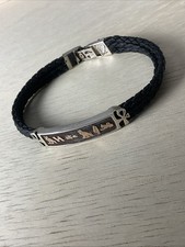 Sterling Silver 925 Multi-Strand Black Leather Cuff Bracelet with Magnetic Clasp, Israel, listing 3