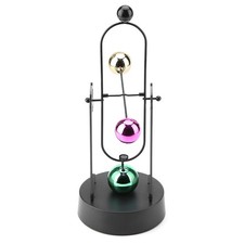 Set of 2 Chrome Perpetual Motion Kinetic Sculptures - Ferris Wheel & Gyroscope Orbital Desk Toys, listing 4