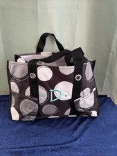 Thirty-One Large Utility Tote Travel Bag in Black, Gray and White Dot Print — listing 5