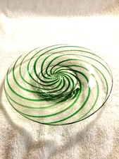 Hand-Blown Green Swirl Optic Art Glass Salad/Dessert Plates Set of 4 — listing 5