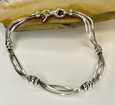 Dyadema Sterling Silver Multi-Strand Bead Chain Bracelet, Adjustable 6.5"-7.25" — listing 6