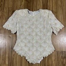 Vintage Laurence Kazar Silk Beaded Sequin Evening Jacket, Size M — listing 3