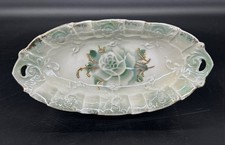 Antique J.S. Germany Porcelain Celery Tray with Pink Roses & Purple Lustre Border — listing 5