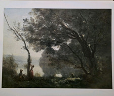 Corot 'Souvenir de Mortefontaine' Framed Print in Oval Gilt Frame — listing 3
