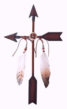 Handmade Southwestern Arrow Cross Wall Hanging with Feathers and Beaded Medallion — listing 4