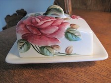 ESD Japan Hand-Painted Porcelain Nut/Trinket Dish with Gilded Metal Leaf Handle, Pink & Floral, 5 in — listing 6