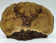 Pyrographic Art on Conk Mushroom (Artist Conk) — Lighthouse and Seagull Coastal Scene — listing 2