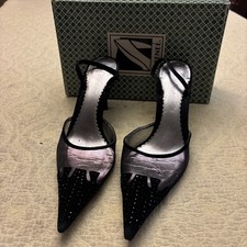 J. Renee Rhinestone-Embellished Leopard Print Slingback Kitten Heels, Size 7M — listing 2