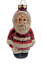 Large Blown Glass Santa Claus Figurine with Toy Sack and Teddy Bear