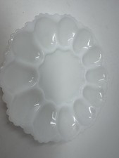 Vintage Pressed Glass Deviled Egg Serving Plate with Scalloped Loop Rim — listing 5
