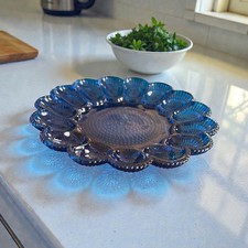Vintage Pressed Glass Hobnail Deviled Egg Serving Plate — listing 3