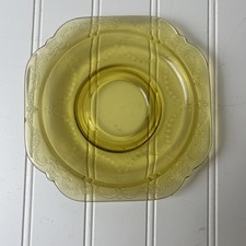 Amber Depression Glass Plate with Embossed Rose and Scalloped Rim (Federal Glass Rosemary/Sharon Style) — listing 3