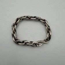 Silver Hook and Eye Bangle Bracelet with Wire-Wrapped Detail — listing 3