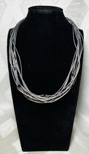 Multi-Strand Metallic Leather Cuff Bracelet with Silver-Tone Woven Slider Bars and Magnetic Clasp — listing 5