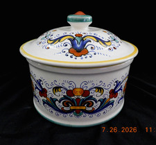 Italian Hand-Painted Hexagonal Ginger Jar / Covered Urn with Crackle Glaze and Yellow Fruit Motif — listing 3