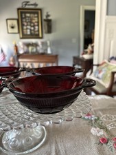 Anchor Hocking Royal Ruby 'Coronation' Depression Glass Berry Bowl Set (5 pieces) — listing 2