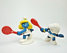Vintage 1982 Schleich Tennis Smurfette PVC Figurine on Wallace Berrie Card — listing 4