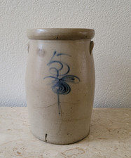Antique Stoneware Butter Churn with Wooden Dasher and Lid, Size 3 — listing 5