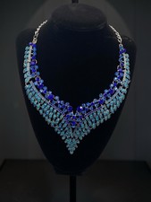 Multicolor Rhinestone Peacock Statement Bib Necklace, Gold-Tone — listing 2