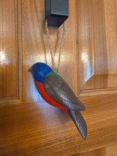 Hand-Carved Folk Art Hummingbird Sculpture on Turned Finial Base, Signed H. Michener 2022 — listing 6