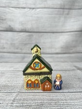 Vintage Hand-Painted Porcelain Footed Trinket / Powder Box with Metal-Mounted Hinged Lid, Courting Scene Portrait — listing 6