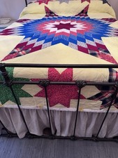 Handmade Medallion Quilt, Burgundy Teal Floral Paisley, Diamond Center Bouquet — listing 6