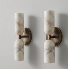 Fluted Alabaster Wall Sconce, Half-Cylinder Ribbed Form — listing 2