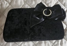 Vintage Black Velvet Snap Top Evening Bag/Clutch