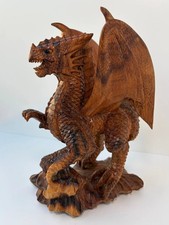 Antique Anglo-Indian Hand-Carved Dragon Motif Wooden Box with Lock and Key