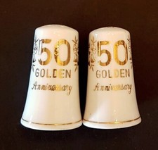 Vintage 50th Golden Anniversary Salt & Pepper Shakers H-735 Japan — listing 6
