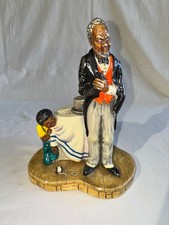 Vintage Ceramic Black Americana Figurine, Seated Figure on Base