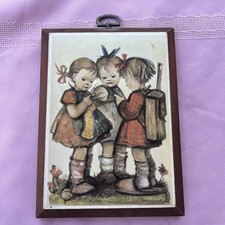 Vintage Hummel 'Telling Her Secret' Print on Wood Plaque — listing 6