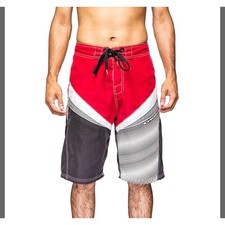 Oakley Vintage Y2K Colorblock Boardshorts, Cream & Red, Size 31 — listing 4