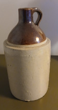 Antique Stoneware Whiskey Jug with Two-Tone Albany Slip Glaze — listing 2