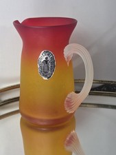Amberina Frosted Glass Tumbler with Molded Poppy/Wild Rose Floral Design, Yellow/Red Cadmium Glass — listing 2