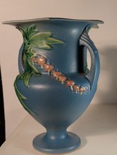 Roseville Pottery Bleeding Heart Blue Vase #970-9