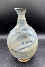 Handmade Studio Pottery Planter with Incised Oak Leaf and Acorn Design, Green Glazed Interior — listing 4