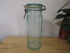 Vintage Hermetic Italian Glass Canister Jar with Wire Bail Hinged Lid — listing 4