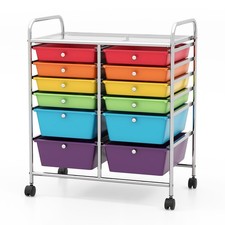 8-Drawer Rolling Storage Cart with Chrome Frame and Ombré Gray Plastic Drawers — listing 2